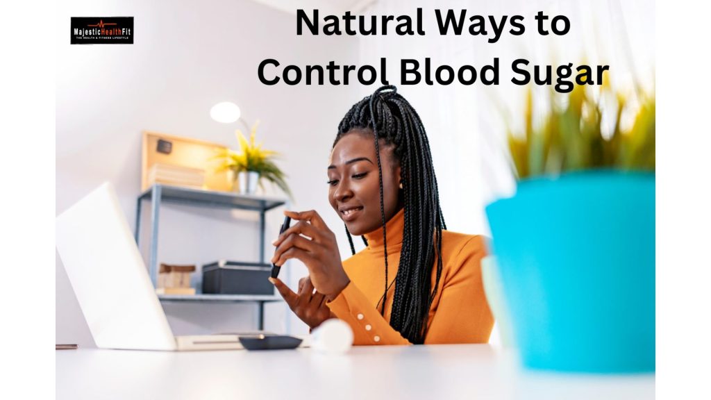 "Woman testing her blood sugar with a glucose meter." Caption: