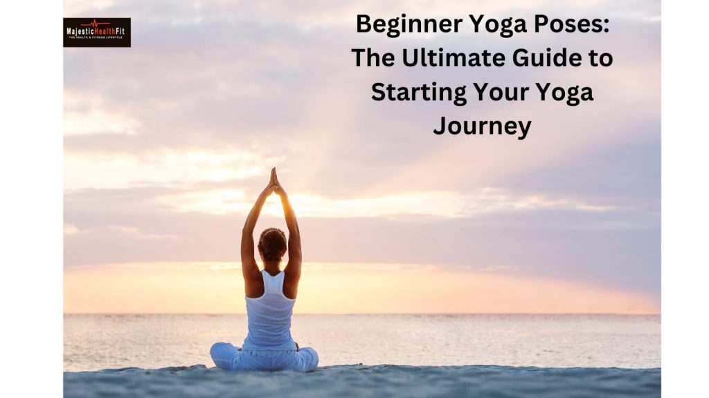 Woman practicing beginner yoga poses on the beach at sunset